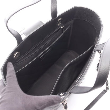 マトラッセ ハーフココ 2WAY チェーンショルダーバッグ キャビアスキン ブラック シルバー金具 シャネル バッグ CHANEL