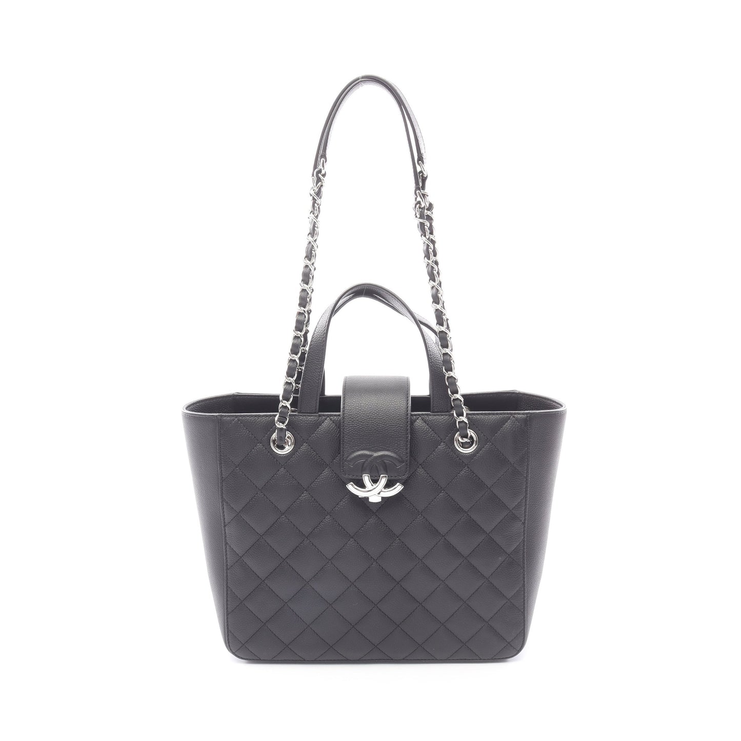 マトラッセ ハーフココ 2WAY チェーンショルダーバッグ キャビアスキン ブラック シルバー金具 シャネル バッグ CHANEL