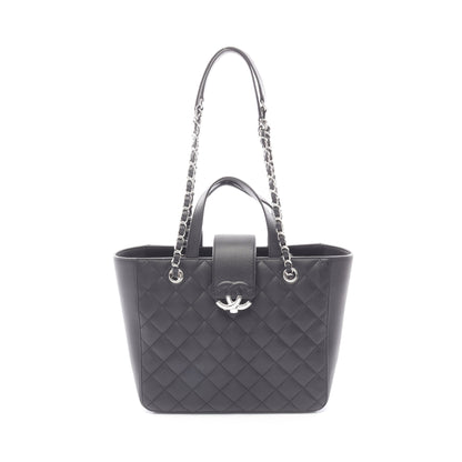 マトラッセ ハーフココ 2WAY チェーンショルダーバッグ キャビアスキン ブラック シルバー金具 シャネル バッグ CHANEL