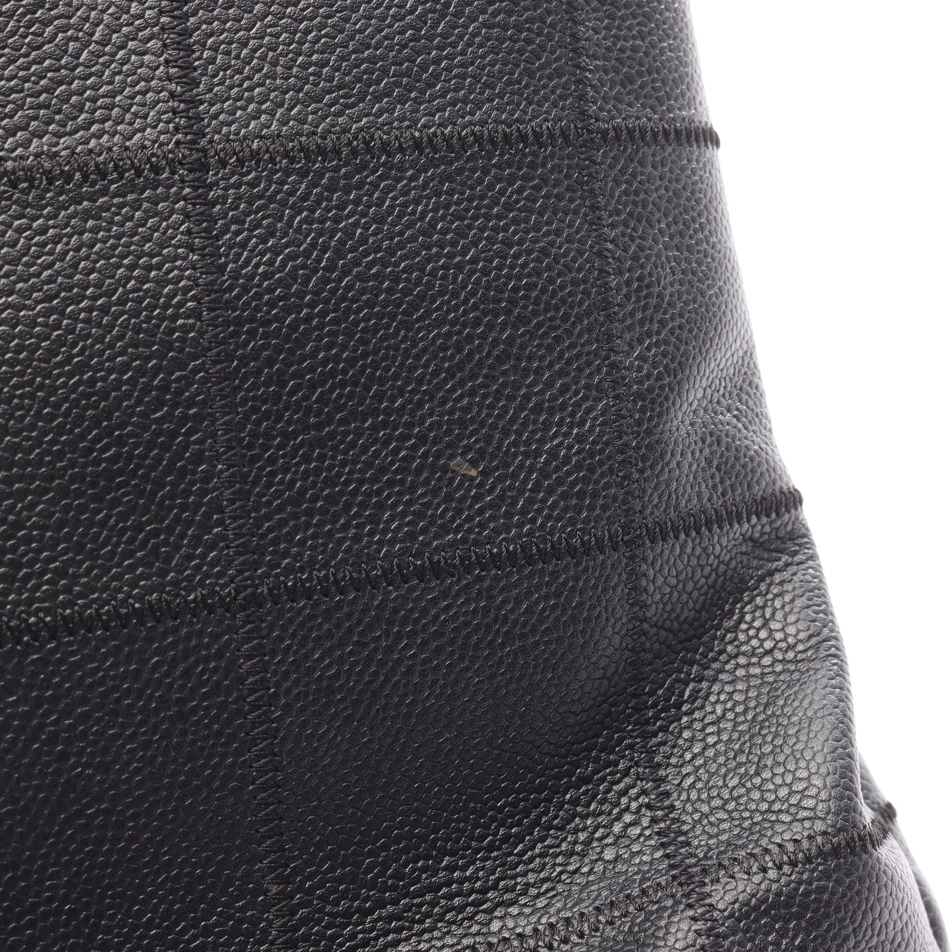 チョコバー ショルダーバッグ トートバッグ キャビアスキン ブラック シルバー金具 シャネル バッグ CHANEL