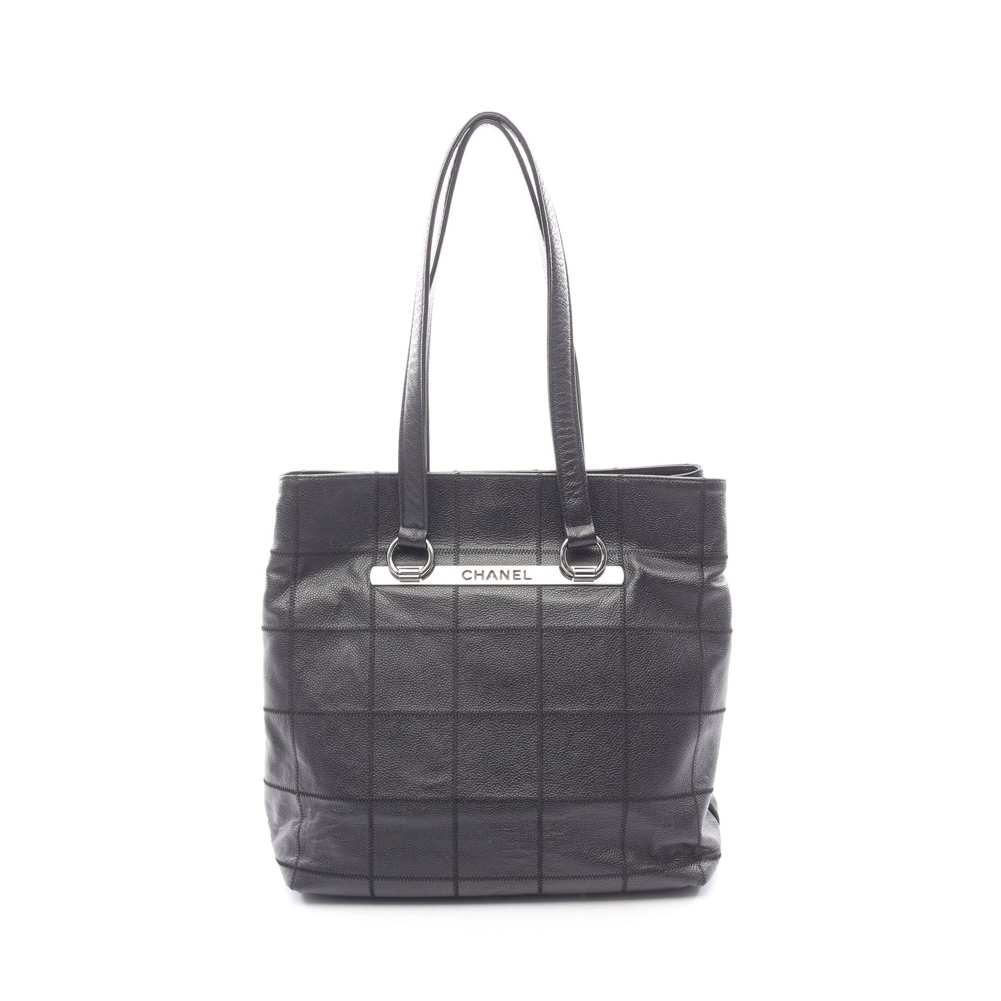 チョコバー ショルダーバッグ トートバッグ キャビアスキン ブラック シルバー金具 シャネル バッグ CHANEL