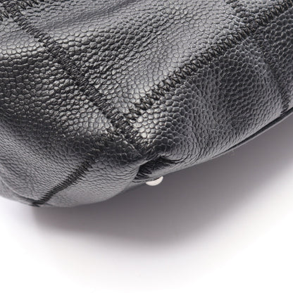 チョコバー ショルダーバッグ トートバッグ キャビアスキン ブラック シルバー金具 シャネル バッグ CHANEL