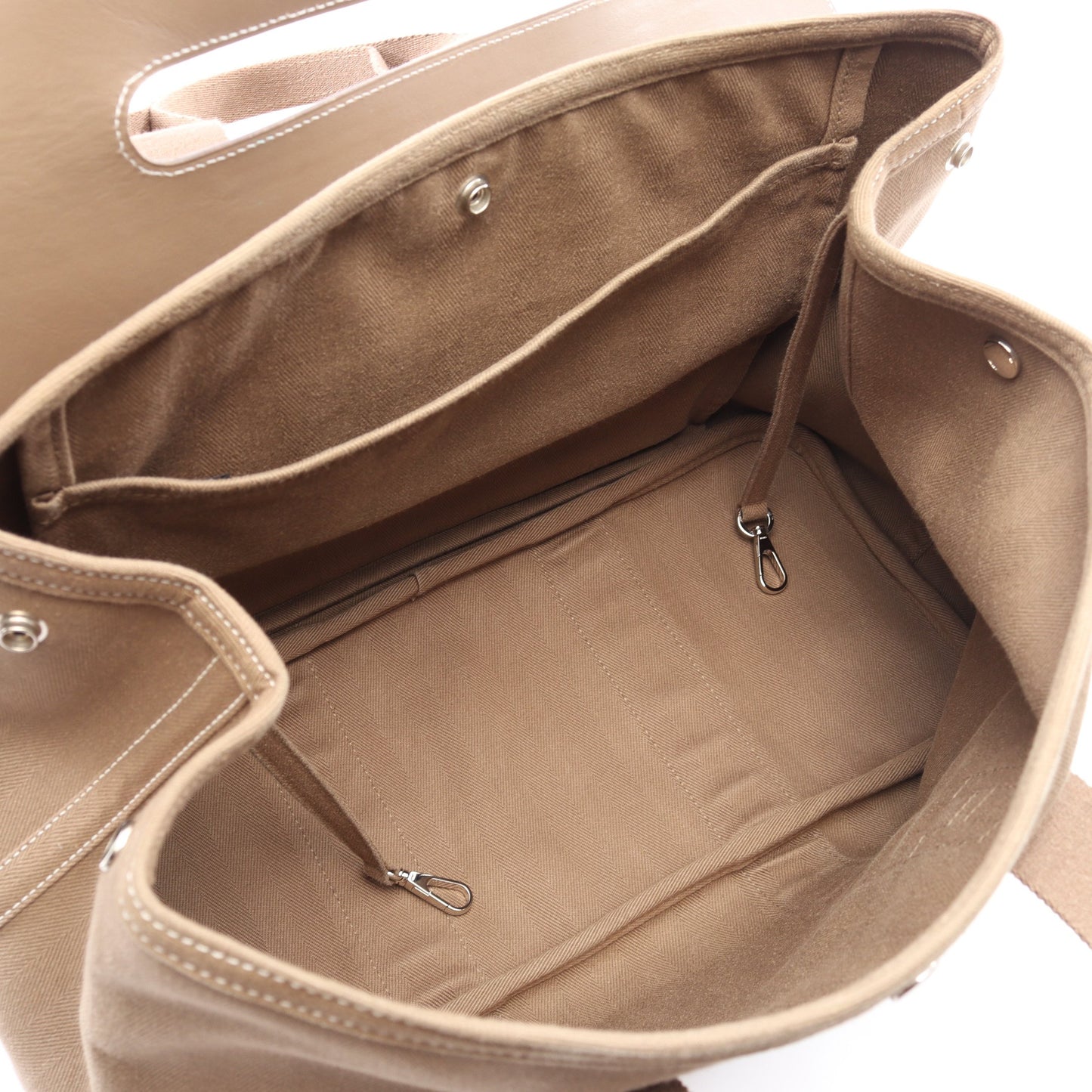 ヴァルパライソMM エトゥープ ハンドバッグ トワルシェブロン レザー グレーベージュ シルバー金具 エルメス バッグ HERMES