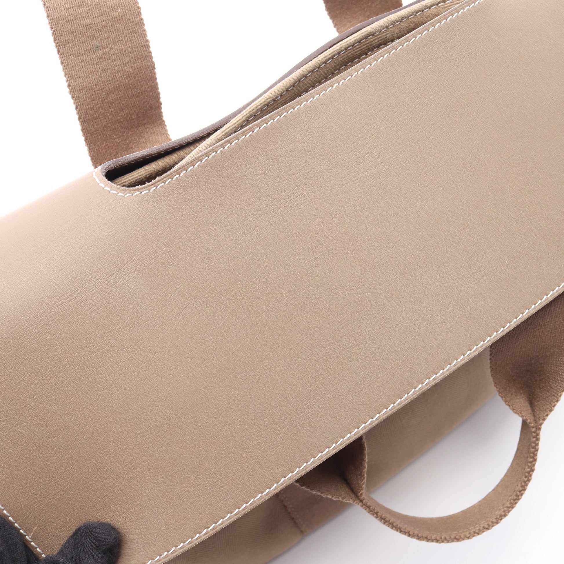 ヴァルパライソMM エトゥープ ハンドバッグ トワルシェブロン レザー グレーベージュ シルバー金具 エルメス バッグ HERMES