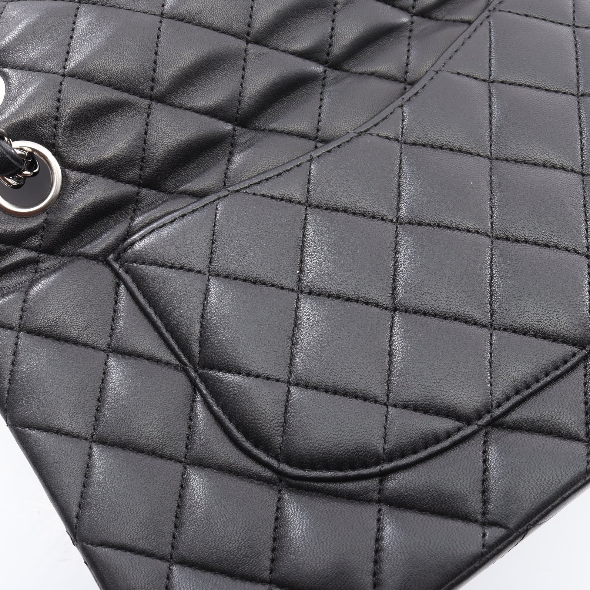 マトラッセ Wフラップ Wチェーンショルダーバッグ ラムスキン ブラック シルバー金具 シャネル バッグ CHANEL