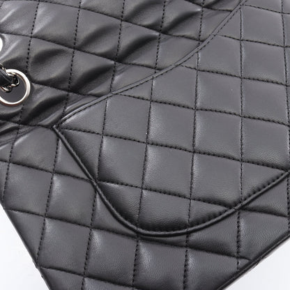 マトラッセ Wフラップ Wチェーンショルダーバッグ ラムスキン ブラック シルバー金具 シャネル バッグ CHANEL