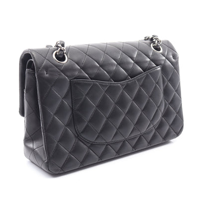 マトラッセ Wフラップ Wチェーンショルダーバッグ ラムスキン ブラック シルバー金具 シャネル バッグ CHANEL