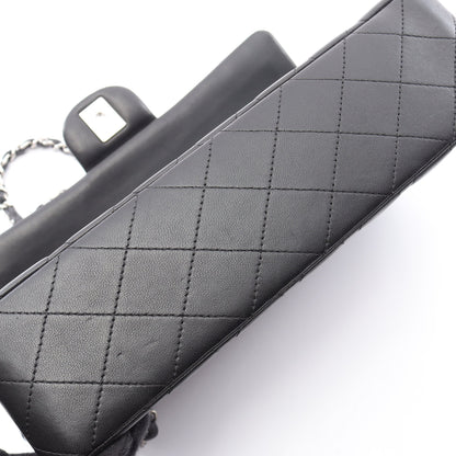 マトラッセ Wフラップ Wチェーンショルダーバッグ ラムスキン ブラック シルバー金具 シャネル バッグ CHANEL