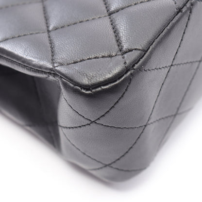 マトラッセ Wフラップ Wチェーンショルダーバッグ ラムスキン ブラック シルバー金具 シャネル バッグ CHANEL