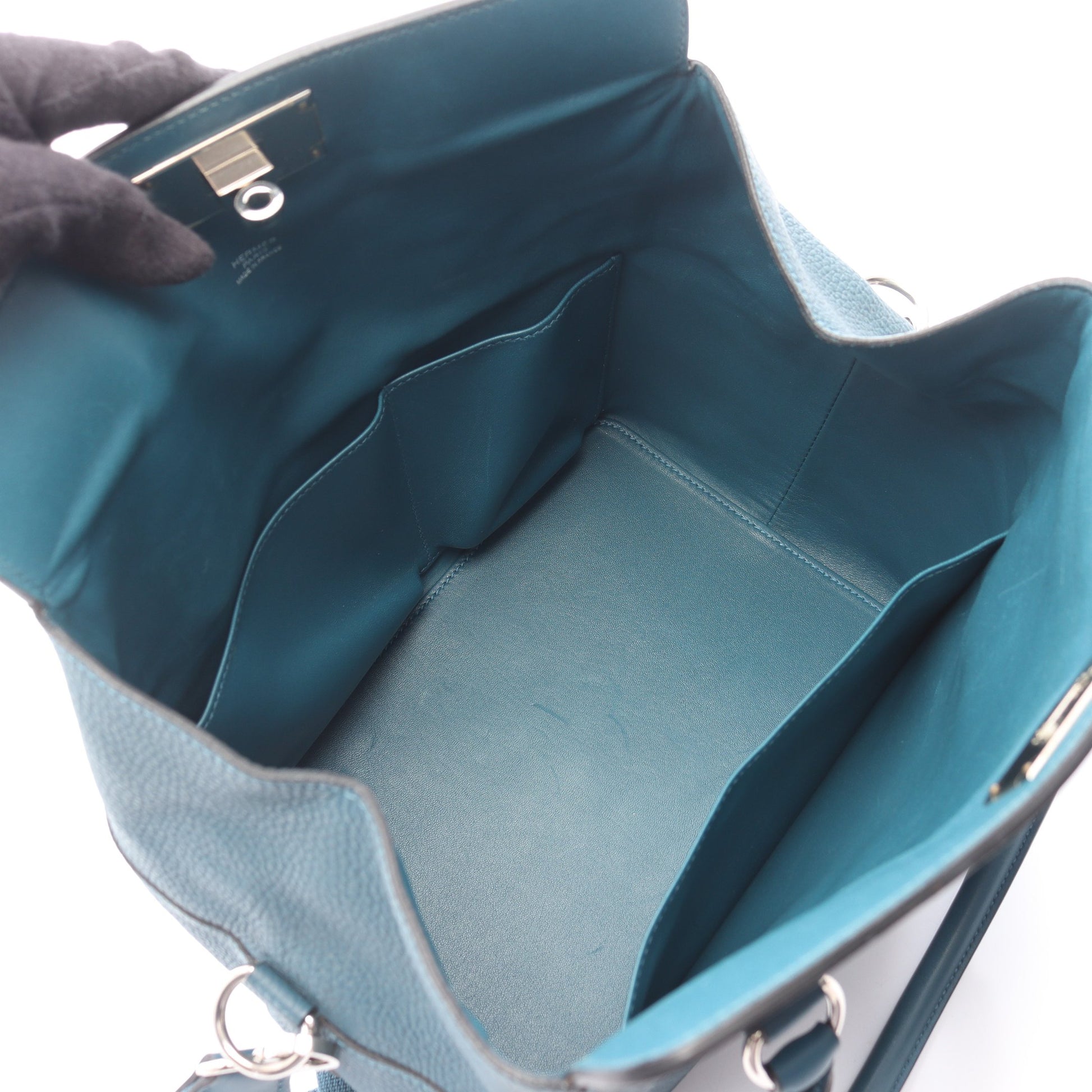 ツールボックス26 2WAY ハンドバッグ トリヨンクレマンス ヴォースイフト ブルー シルバー金具 T刻印 エルメス バッグ HERMES
