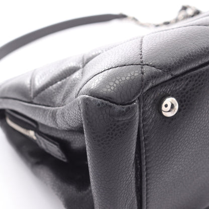 マトラッセ チェーンショルダーバッグ キャビアスキン ブラック シルバー金具 シャネル バッグ CHANEL