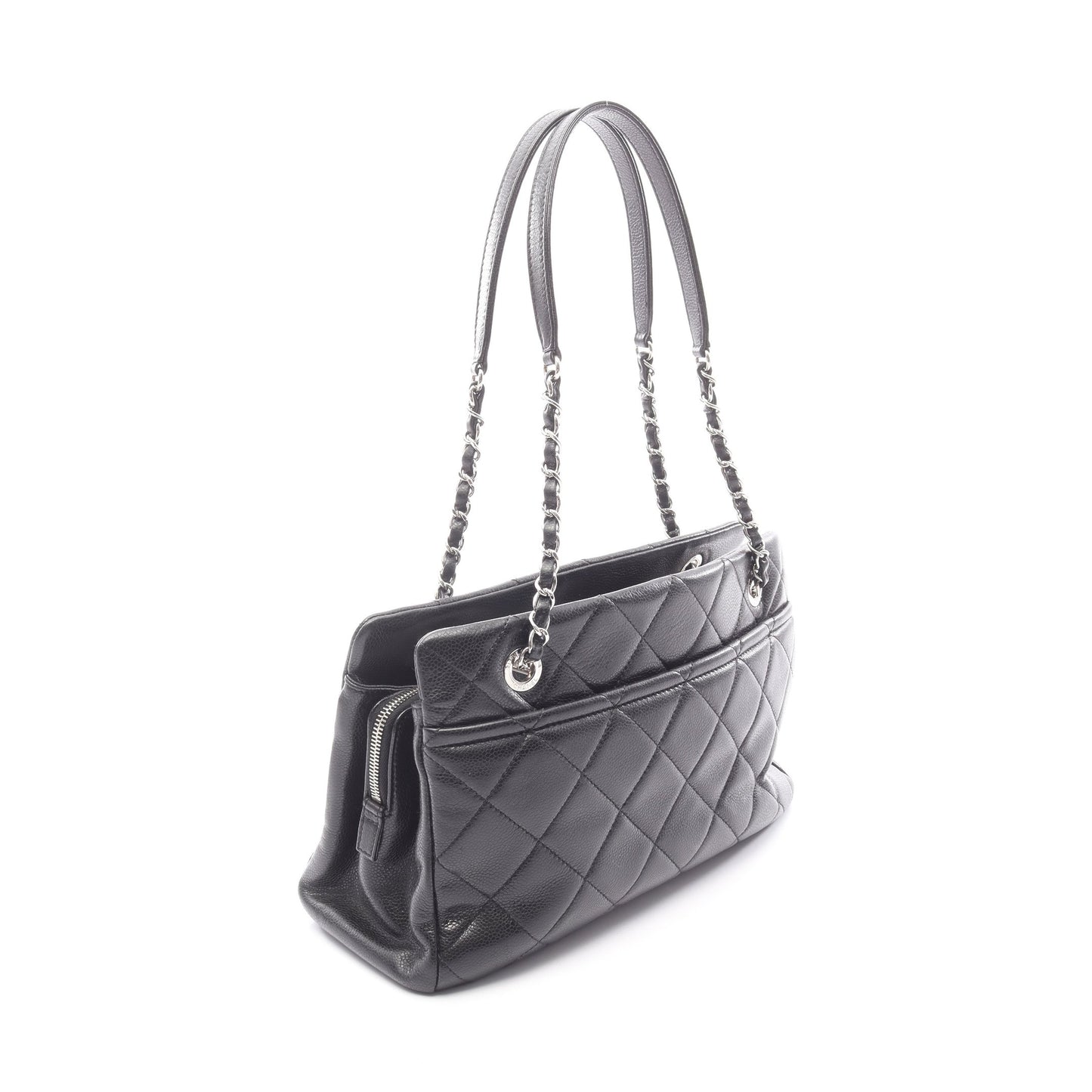 マトラッセ チェーンショルダーバッグ キャビアスキン ブラック シルバー金具 シャネル バッグ CHANEL