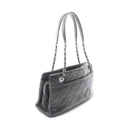 マトラッセ チェーンショルダーバッグ キャビアスキン ブラック シルバー金具 シャネル バッグ CHANEL