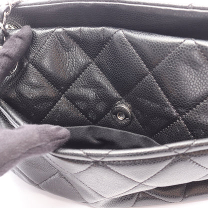 マトラッセ チェーンショルダーバッグ キャビアスキン ブラック シルバー金具 シャネル バッグ CHANEL