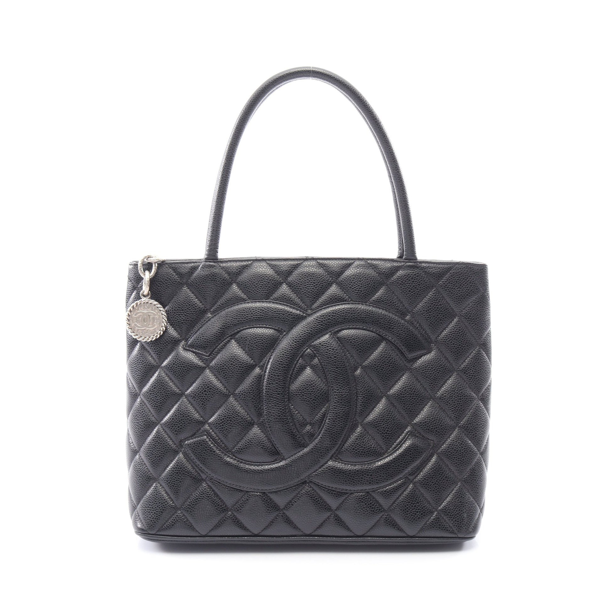 復刻トート ハンドバッグ トートバッグ キャビアスキン ブラック シルバー金具 シャネル バッグ CHANEL