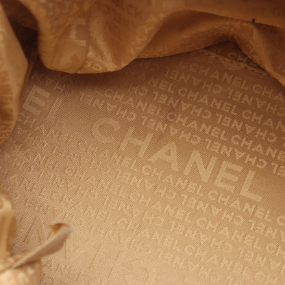 チョコバー ミニボストンバッグ キャビアスキン ベージュ シルバー金具 シャネル バッグ CHANEL