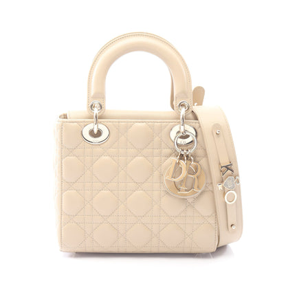 LADY DIOR MY ABCDIOR レディディオール スモール カナージュ 2WAY ハンドバッグ レザー ベージュ クリスチャンディオール バッグ Christian Dior