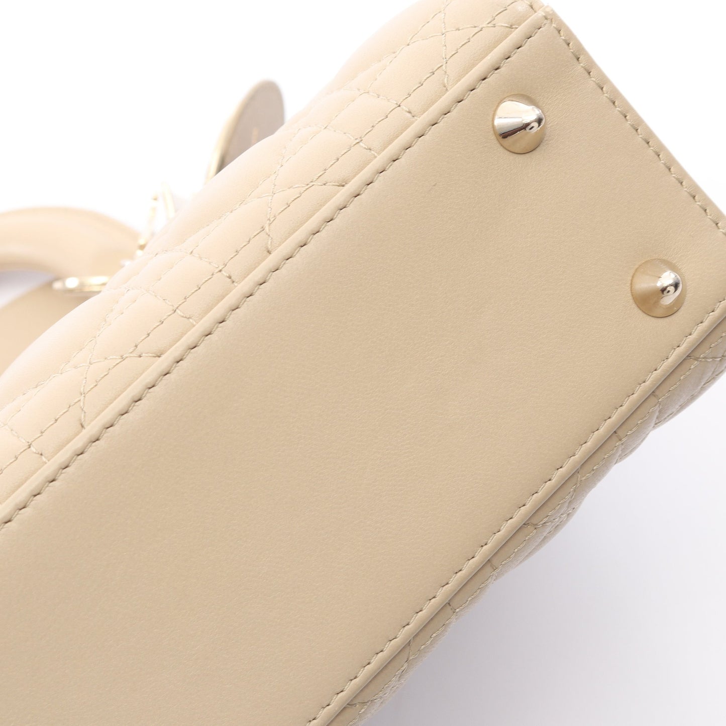 LADY DIOR MY ABCDIOR レディディオール スモール カナージュ 2WAY ハンドバッグ レザー ベージュ クリスチャンディオール バッグ Christian Dior