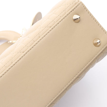 LADY DIOR MY ABCDIOR レディディオール スモール カナージュ 2WAY ハンドバッグ レザー ベージュ クリスチャンディオール バッグ Christian Dior