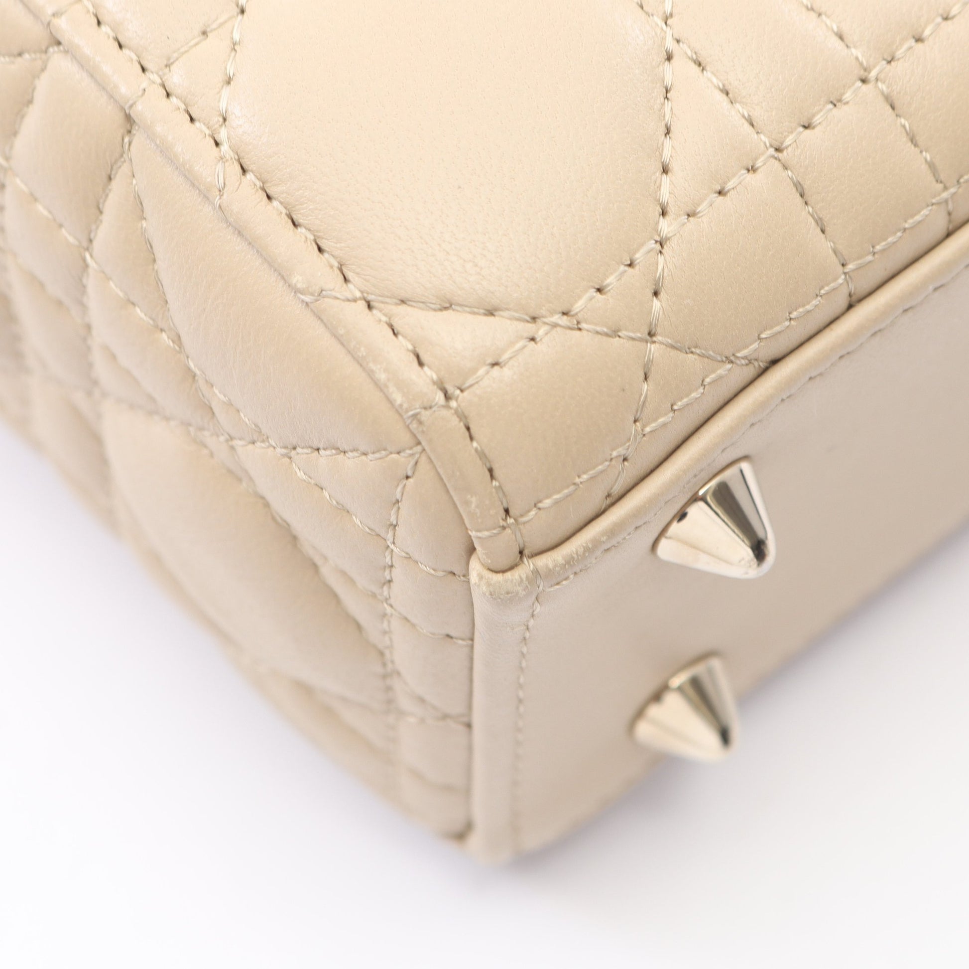 LADY DIOR MY ABCDIOR レディディオール スモール カナージュ 2WAY ハンドバッグ レザー ベージュ クリスチャンディオール バッグ Christian Dior