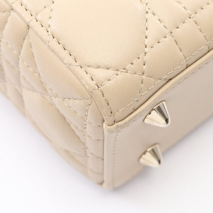 LADY DIOR MY ABCDIOR レディディオール スモール カナージュ 2WAY ハンドバッグ レザー ベージュ クリスチャンディオール バッグ Christian Dior