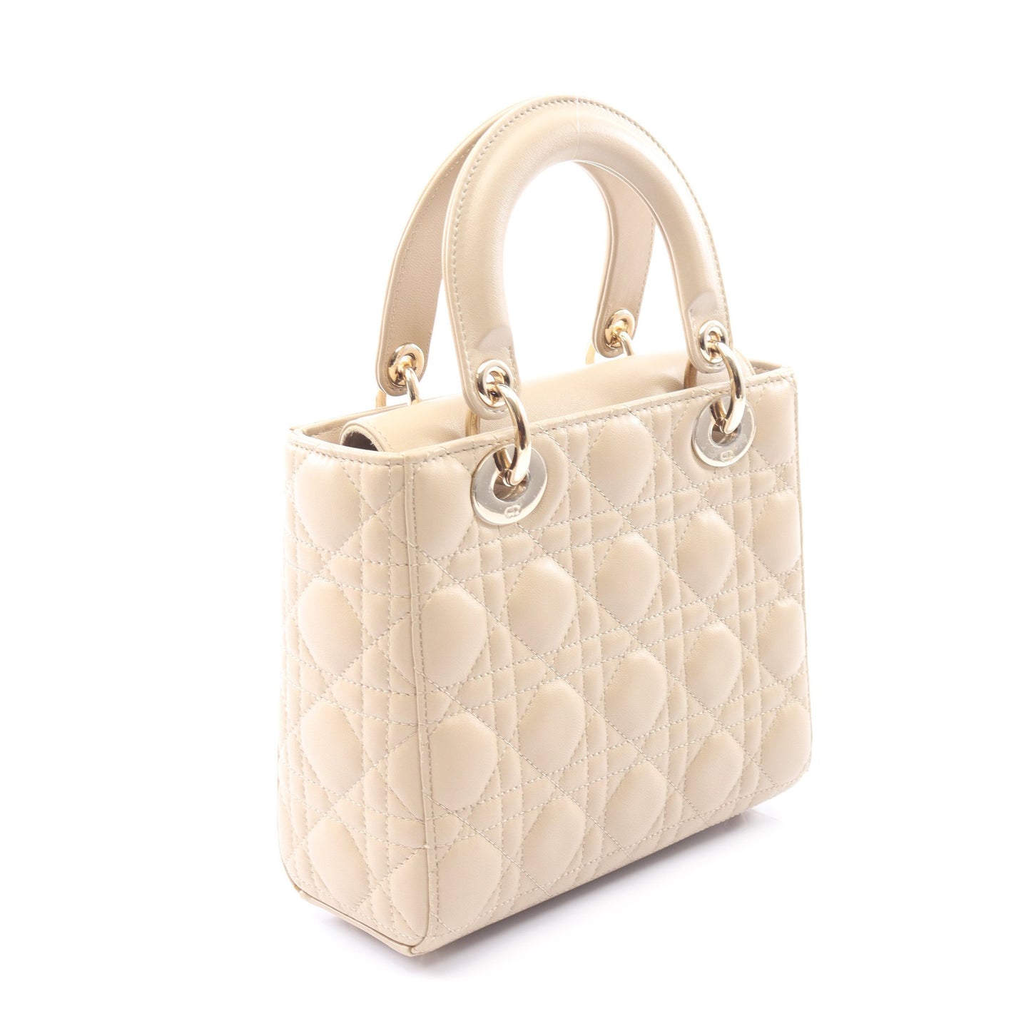 LADY DIOR MY ABCDIOR レディディオール スモール カナージュ 2WAY ハンドバッグ レザー ベージュ クリスチャンディオール バッグ Christian Dior