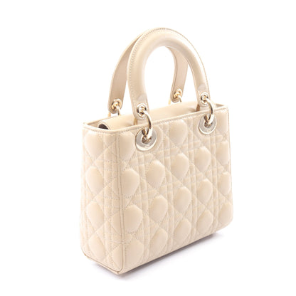LADY DIOR MY ABCDIOR レディディオール スモール カナージュ 2WAY ハンドバッグ レザー ベージュ クリスチャンディオール バッグ Christian Dior