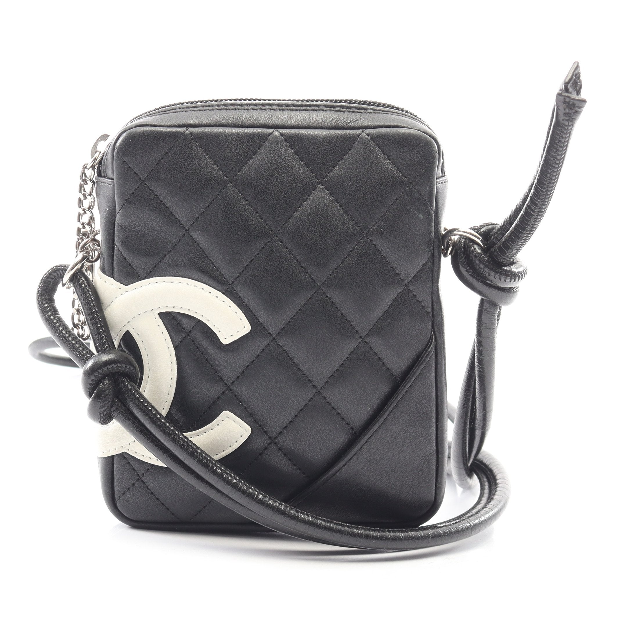 シャネル CHANEL カンボンライン ショルダー バッグ ブラック ホワイト カンボンライン スモール ショルダーバッグ レザー ブラック ホワイト