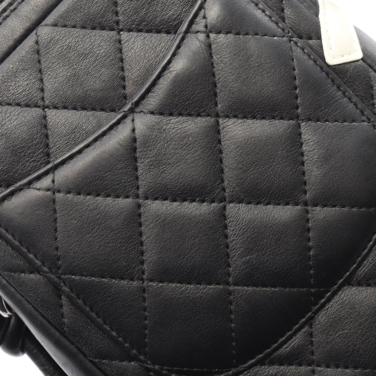 カンボンライン スモール ショルダーバッグ レザー ブラック ホワイト シルバー金具 シャネル バッグ CHANEL