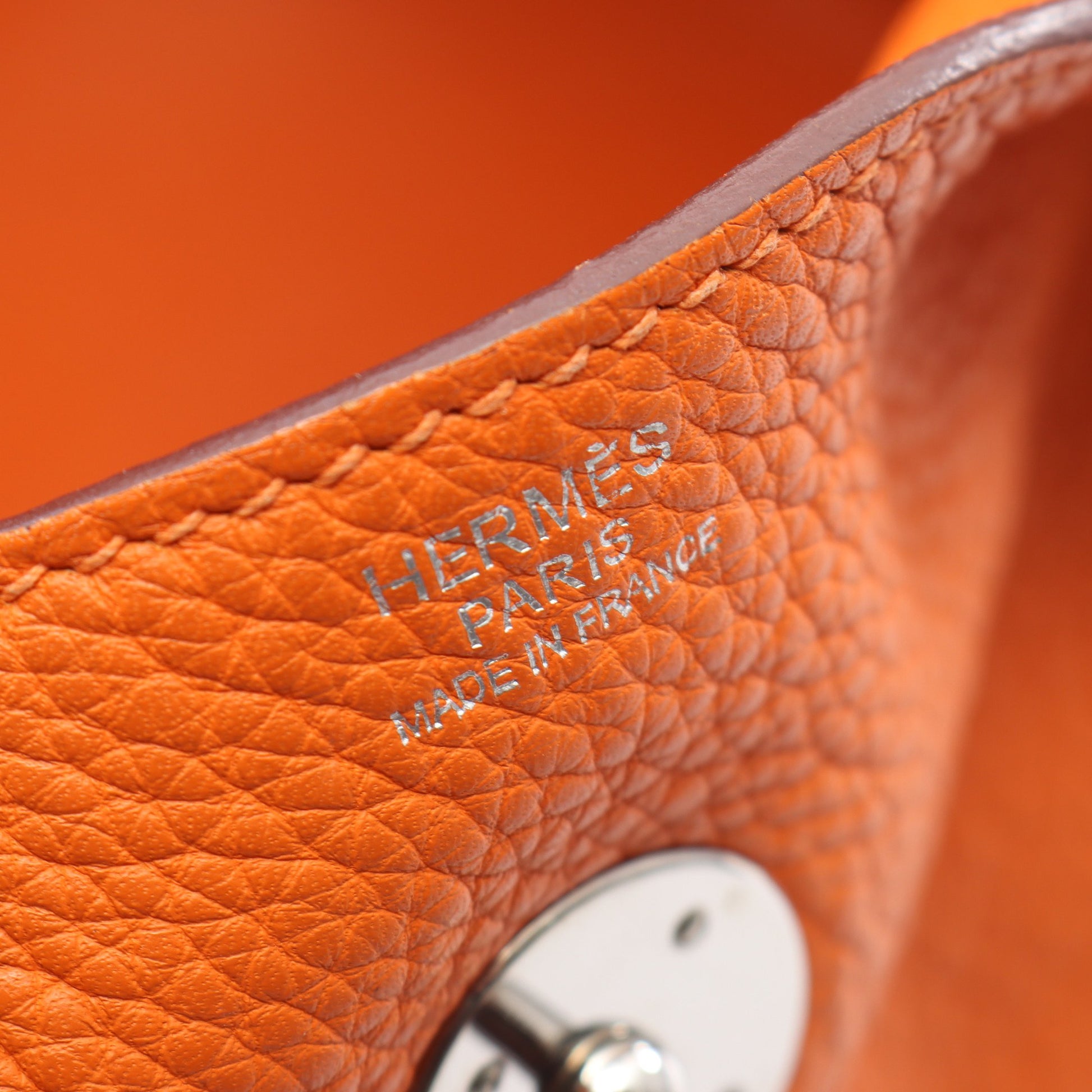 リンディ34 ショルダーバッグ トリヨンクレマンス オレンジ シルバー金具 □M刻印 エルメス バッグ HERMES