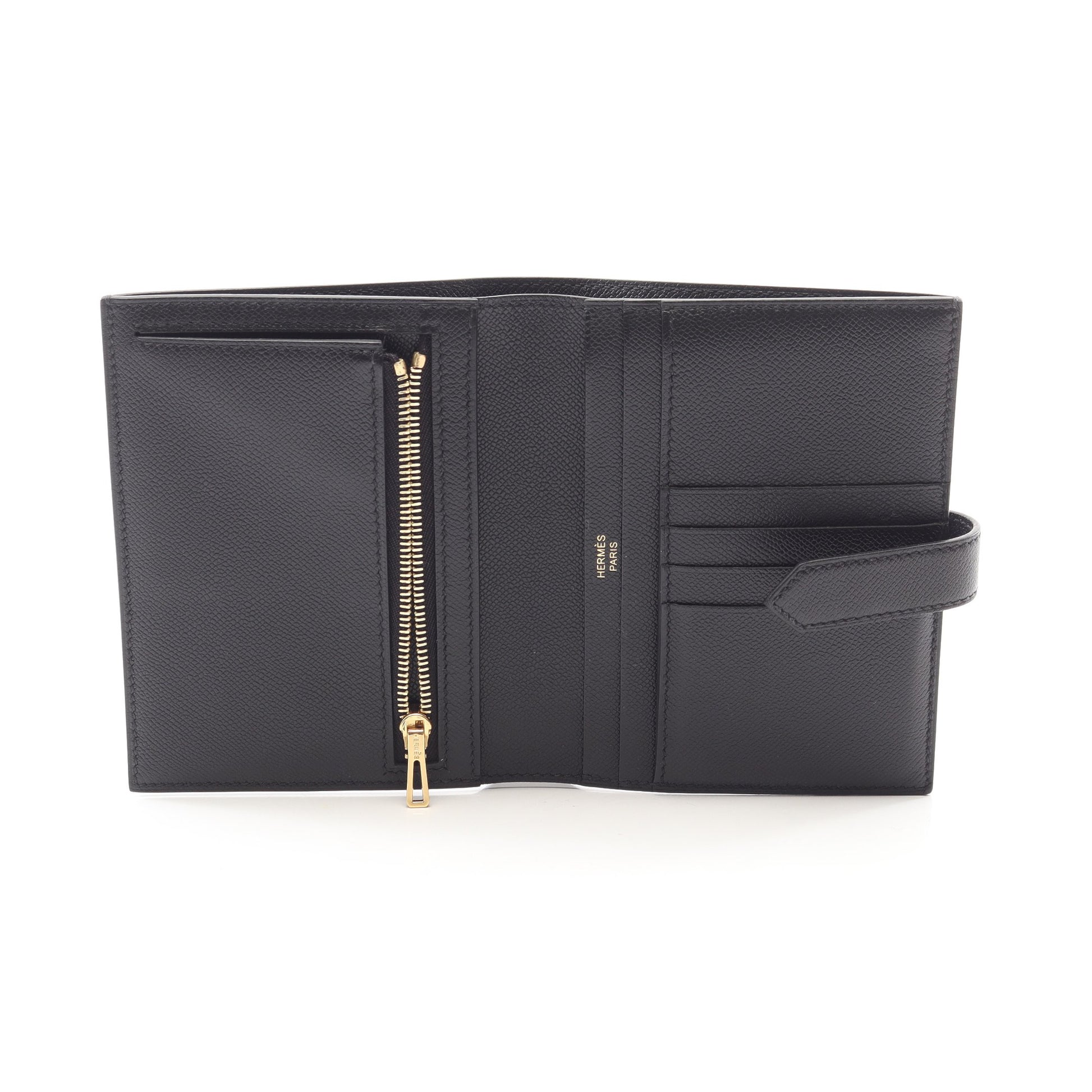 ベアンコンパクト 二つ折り財布 ヴォーマダム ブラック ゴールド金具 W刻印 エルメス 財布・小物 HERMES