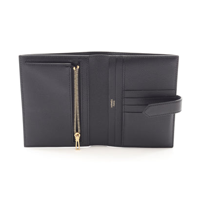 ベアンコンパクト 二つ折り財布 ヴォーマダム ブラック ゴールド金具 W刻印 エルメス 財布・小物 HERMES
