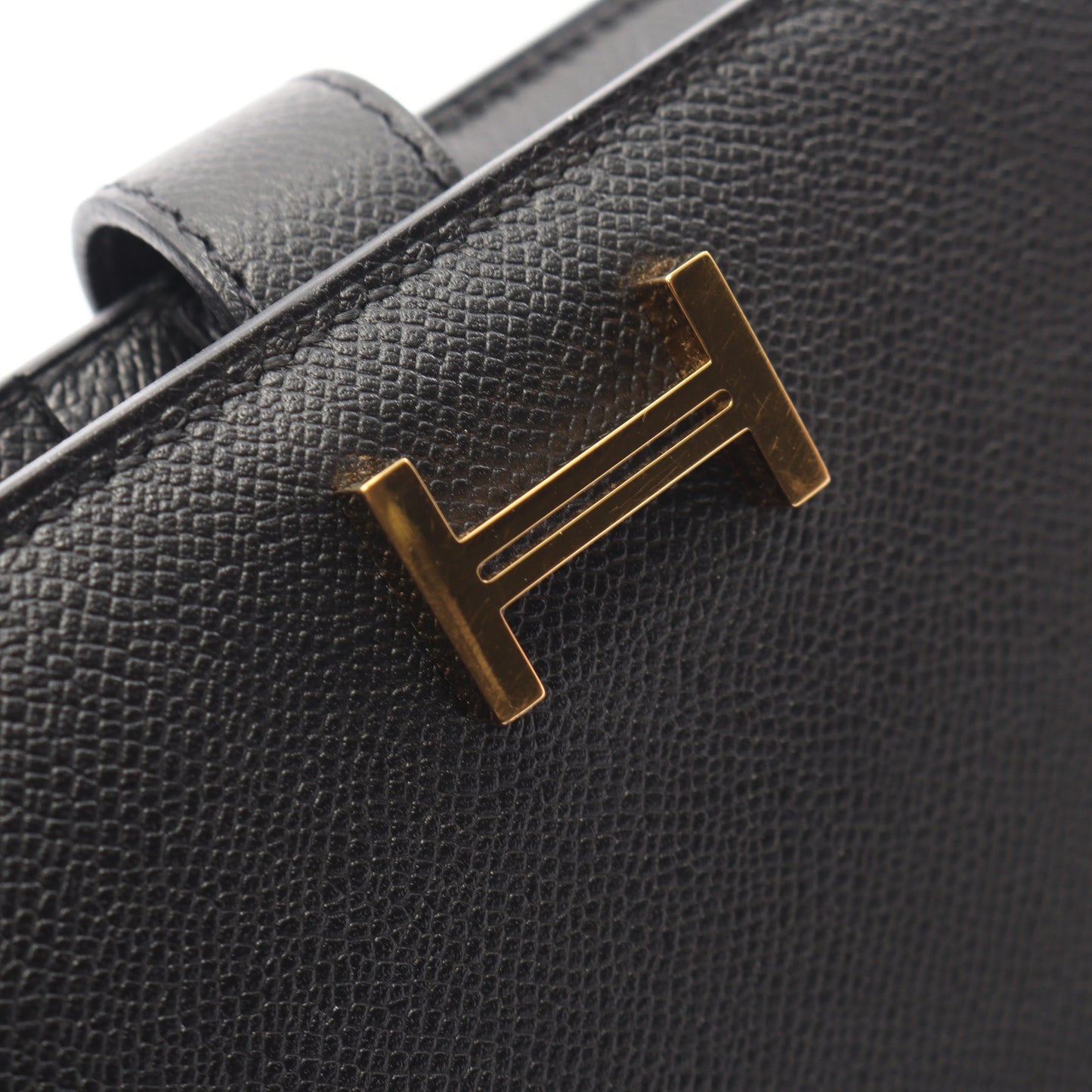 ベアンコンパクト 二つ折り財布 ヴォーマダム ブラック ゴールド金具 W刻印 エルメス 財布・小物 HERMES
