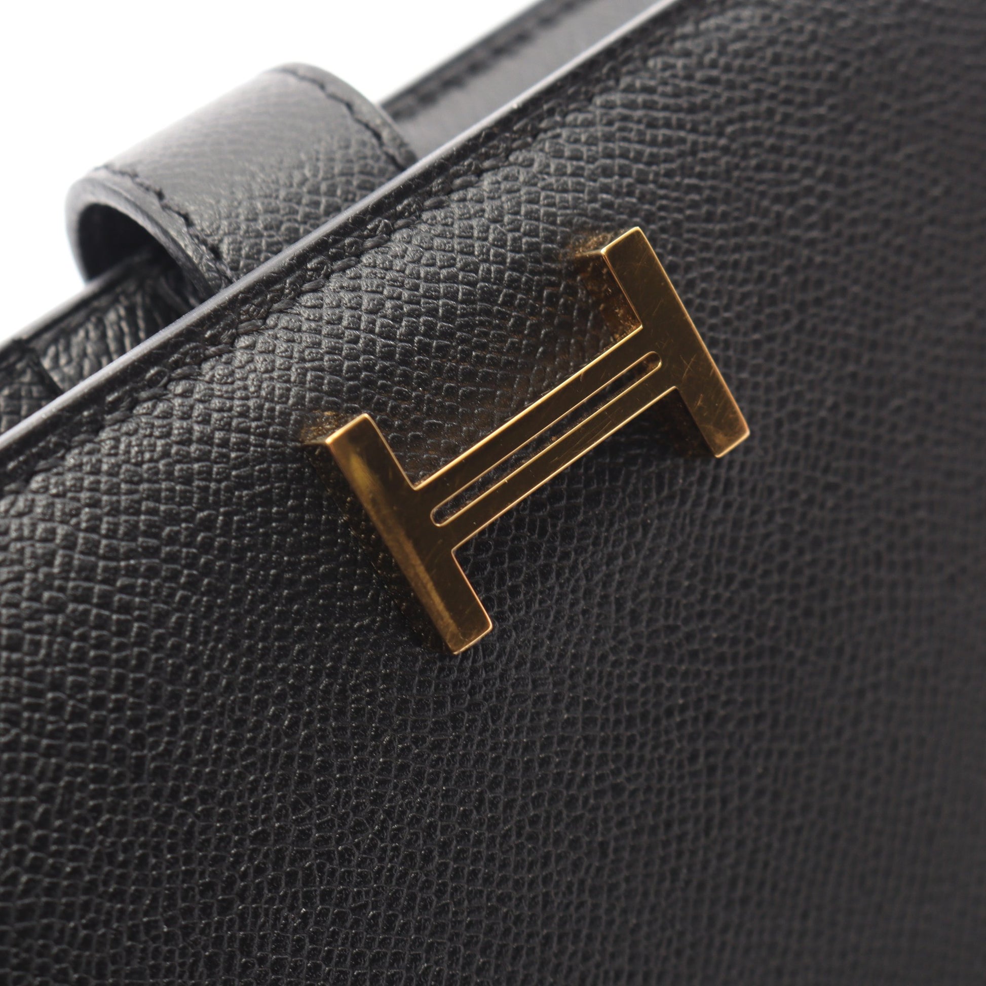 ベアンコンパクト 二つ折り財布 ヴォーマダム ブラック ゴールド金具 W刻印 エルメス 財布・小物 HERMES