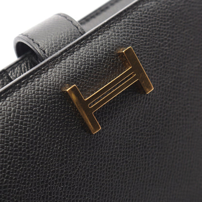 ベアンコンパクト 二つ折り財布 ヴォーマダム ブラック ゴールド金具 W刻印 エルメス 財布・小物 HERMES