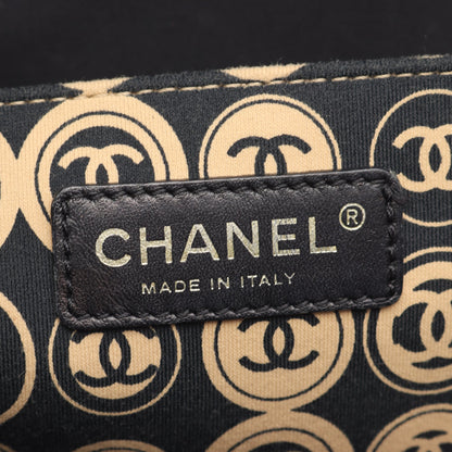 ハンドバッグ コットンジャージー レザー ブラック ベージュ ゴールド金具 シャネル バッグ CHANEL