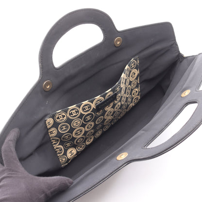 ハンドバッグ コットンジャージー レザー ブラック ベージュ ゴールド金具 シャネル バッグ CHANEL