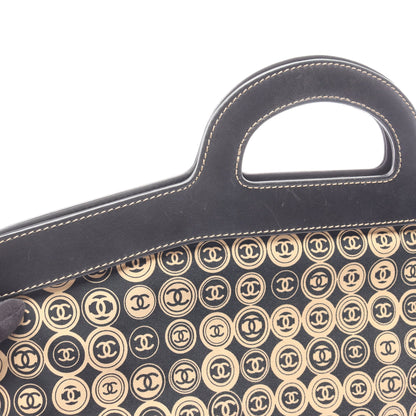 ハンドバッグ コットンジャージー レザー ブラック ベージュ ゴールド金具 シャネル バッグ CHANEL