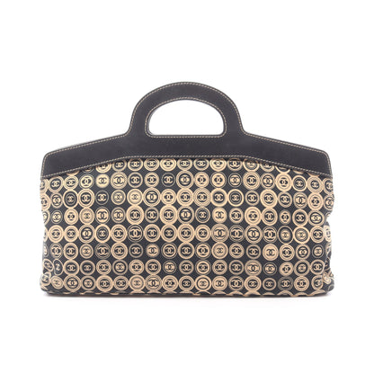 ハンドバッグ コットンジャージー レザー ブラック ベージュ ゴールド金具 シャネル バッグ CHANEL