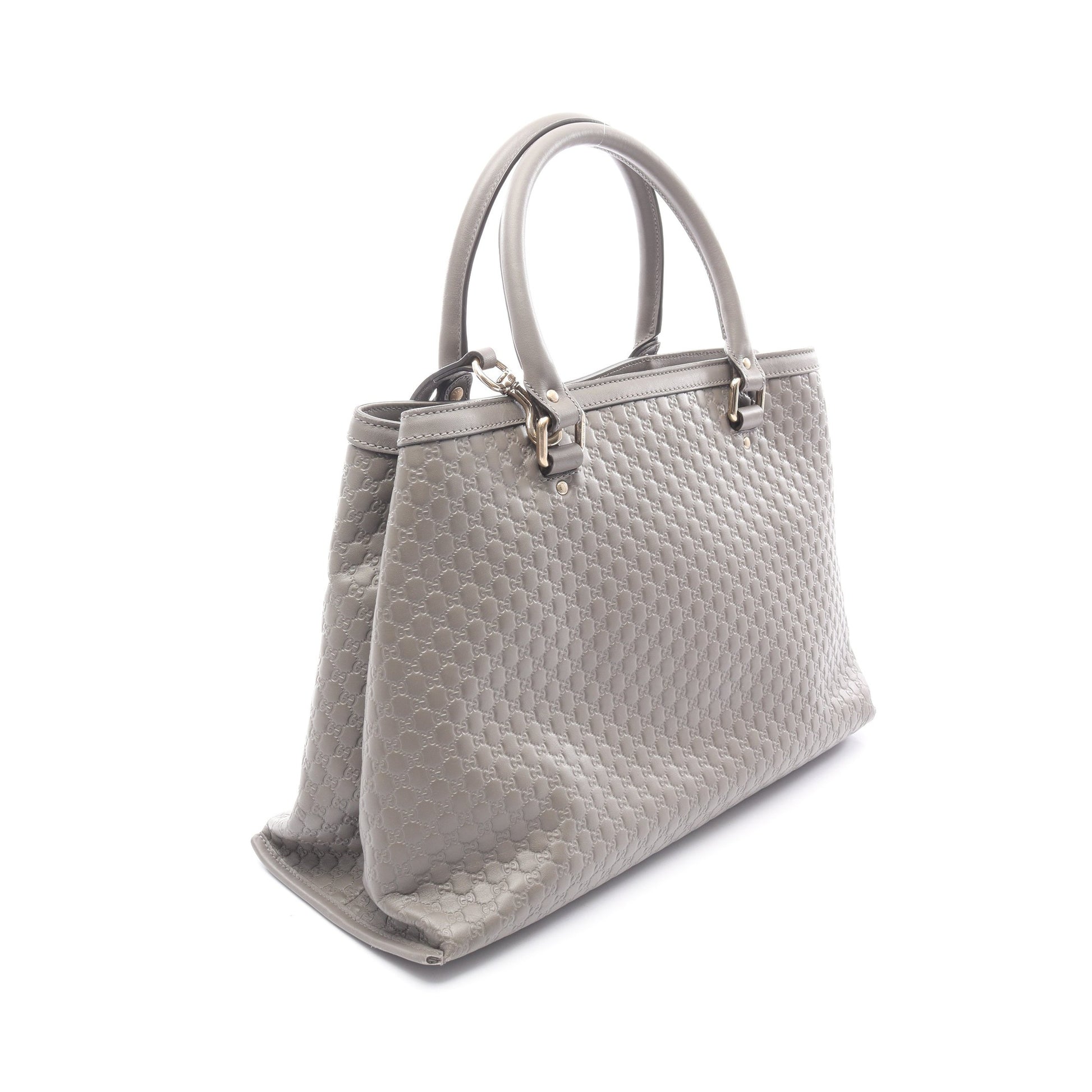 マイクログッチシマ 2WAY ハンドバッグ レザー グレー グッチ バッグ GUCCI