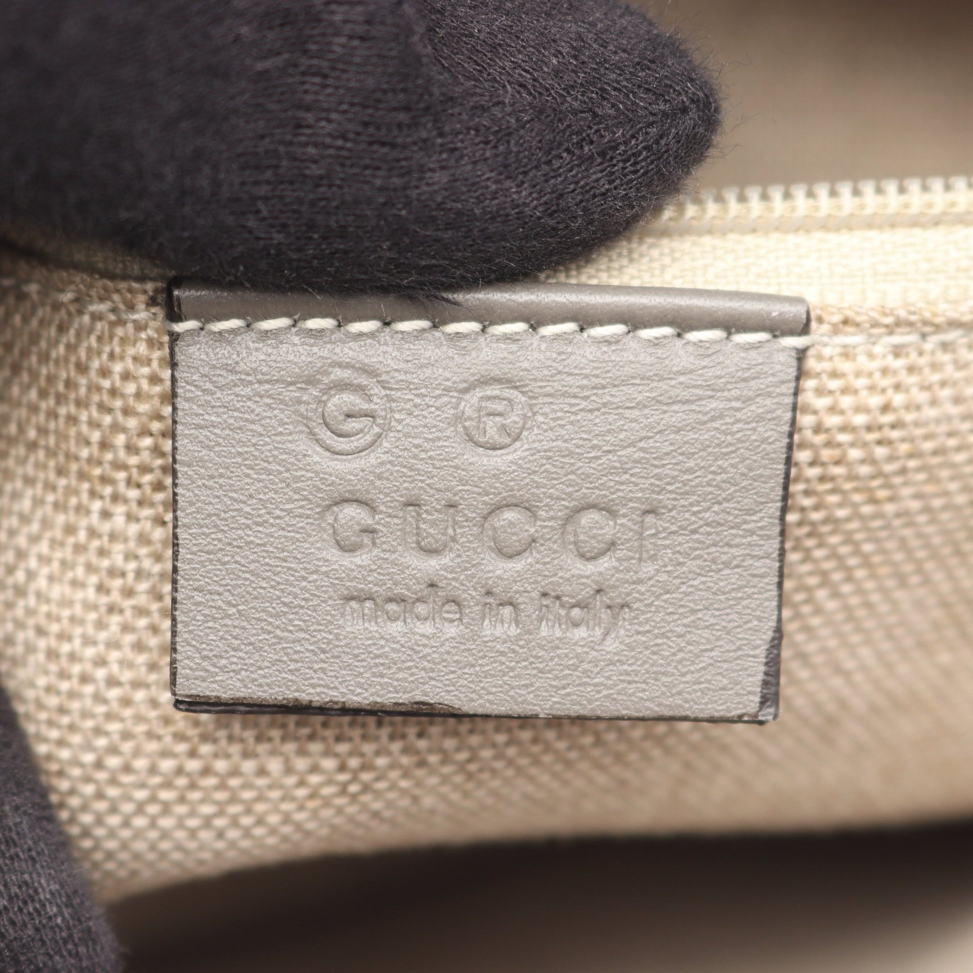 マイクログッチシマ 2WAY ハンドバッグ レザー グレー グッチ バッグ GUCCI