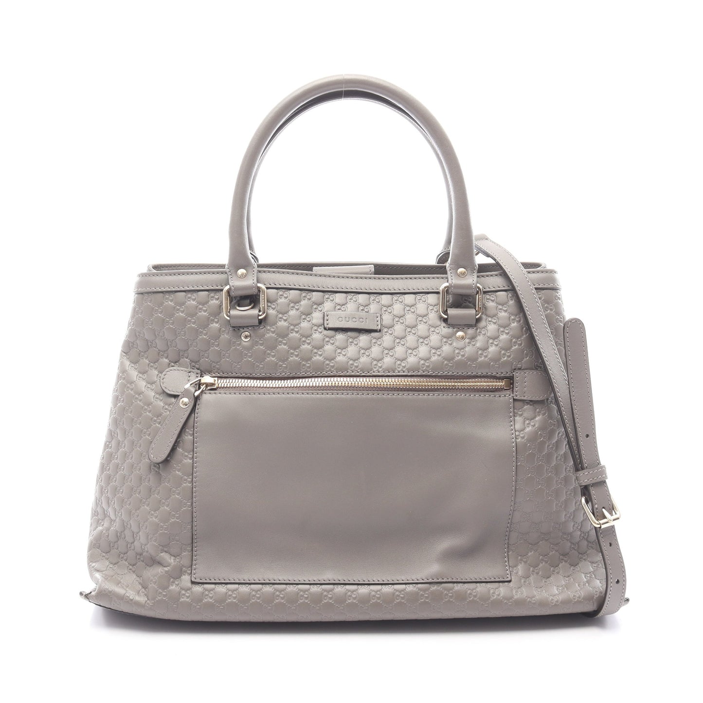 マイクログッチシマ 2WAY ハンドバッグ レザー グレー グッチ バッグ GUCCI