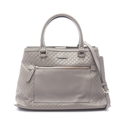 マイクログッチシマ 2WAY ハンドバッグ レザー グレー グッチ バッグ GUCCI
