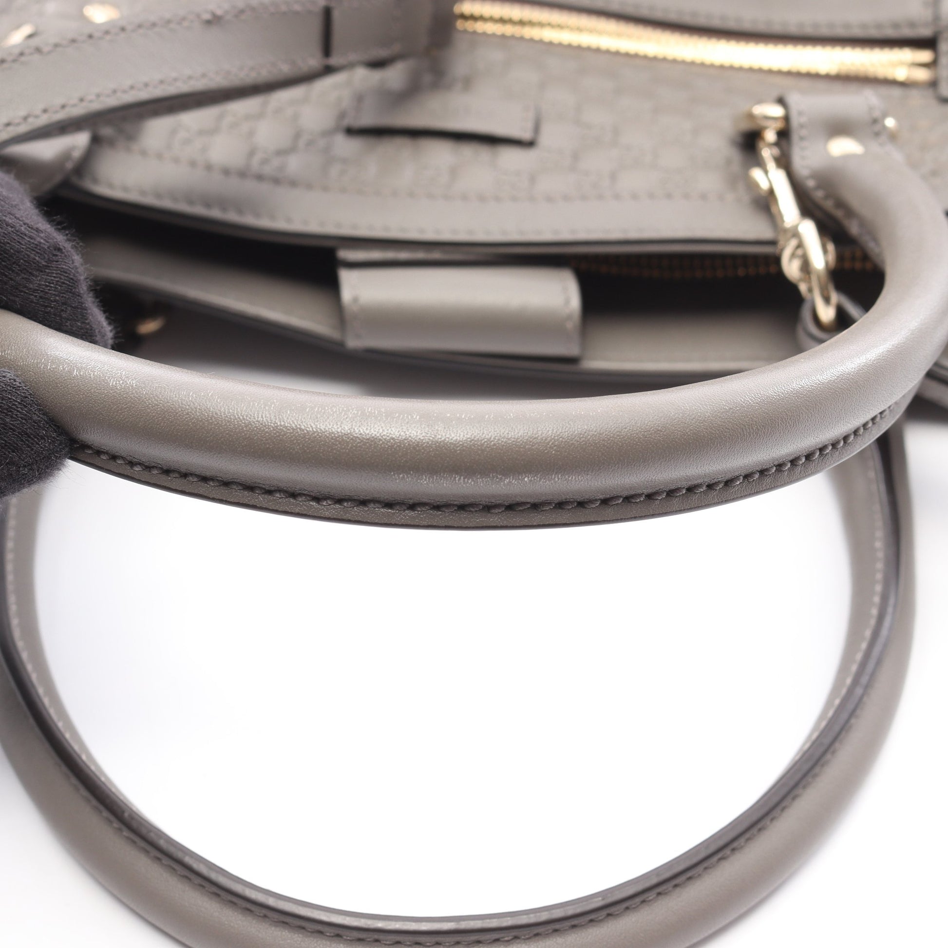 マイクログッチシマ 2WAY ハンドバッグ レザー グレー グッチ バッグ GUCCI
