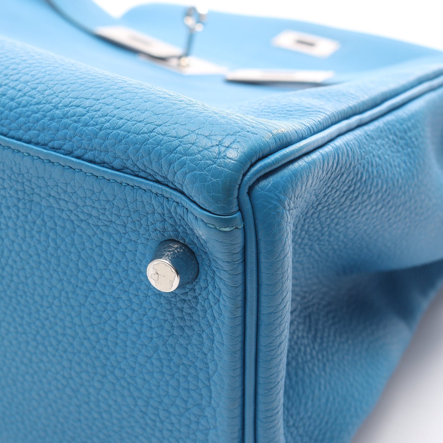 ケリー35 ブルーザンジバル 内縫い 2WAY ハンドバッグ トゴ ブルー シルバー金具 A刻印 エルメス バッグ HERMES