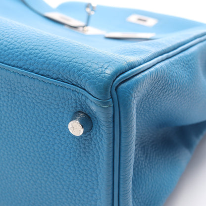 ケリー35 ブルーザンジバル 内縫い 2WAY ハンドバッグ トゴ ブルー シルバー金具 A刻印 エルメス バッグ HERMES