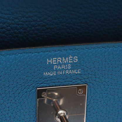 ケリー35 ブルーザンジバル 内縫い 2WAY ハンドバッグ トゴ ブルー シルバー金具 A刻印 エルメス バッグ HERMES