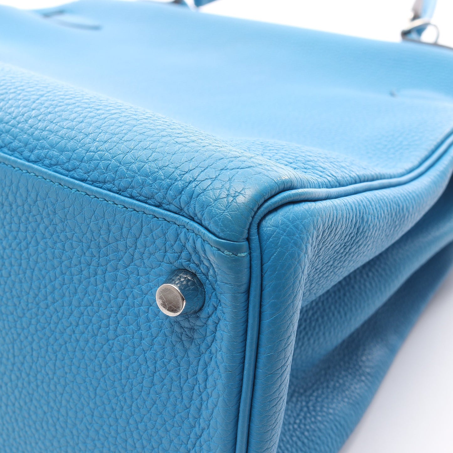 ケリー35 ブルーザンジバル 内縫い 2WAY ハンドバッグ トゴ ブルー シルバー金具 A刻印 エルメス バッグ HERMES