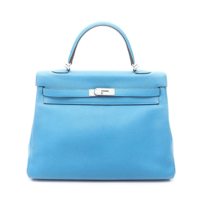 ケリー35 ブルーザンジバル 内縫い 2WAY ハンドバッグ トゴ ブルー シルバー金具 A刻印 エルメス バッグ HERMES
