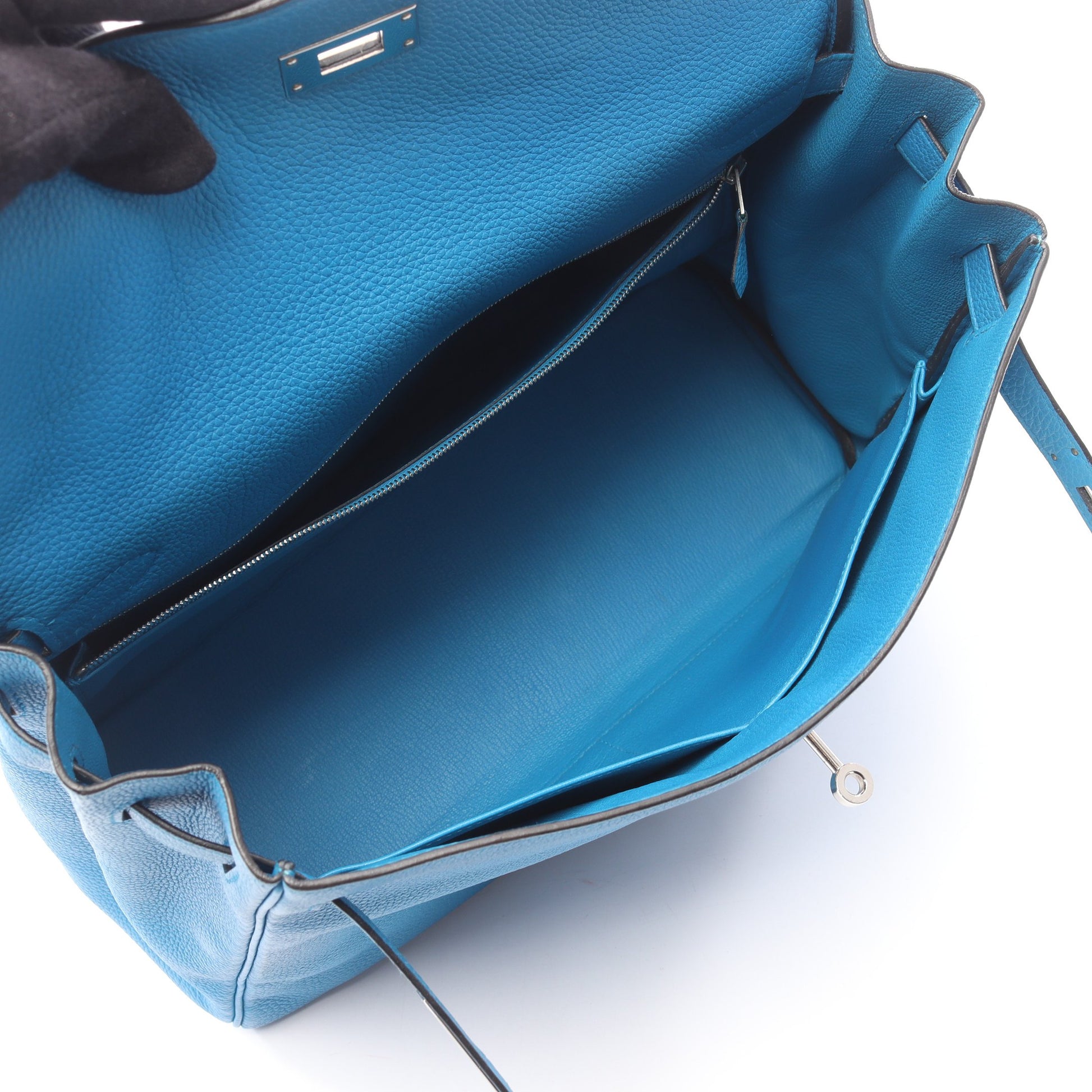 ケリー35 ブルーザンジバル 内縫い 2WAY ハンドバッグ トゴ ブルー シルバー金具 A刻印 エルメス バッグ HERMES